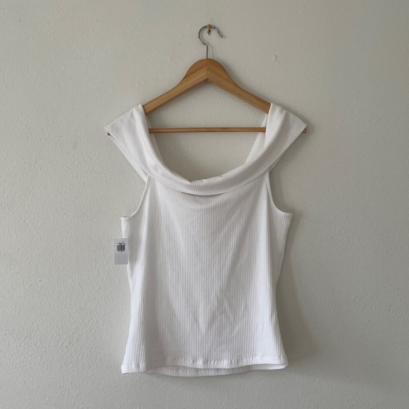 Old Navy Off Shoulder Ribbed Tee White - Picture 9 of 14